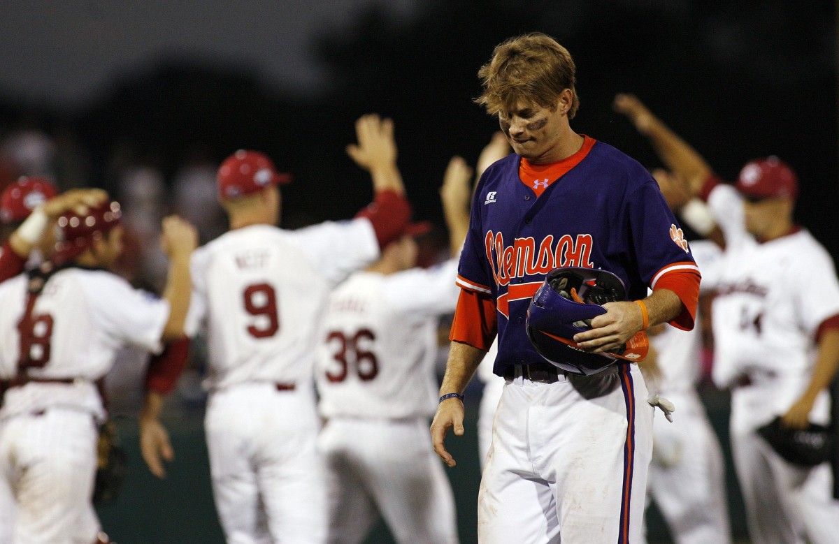 Gamecocks celebrate defeating and eliminating the Clemson Tigers in the 2010 College World Series (26th June, 2010)